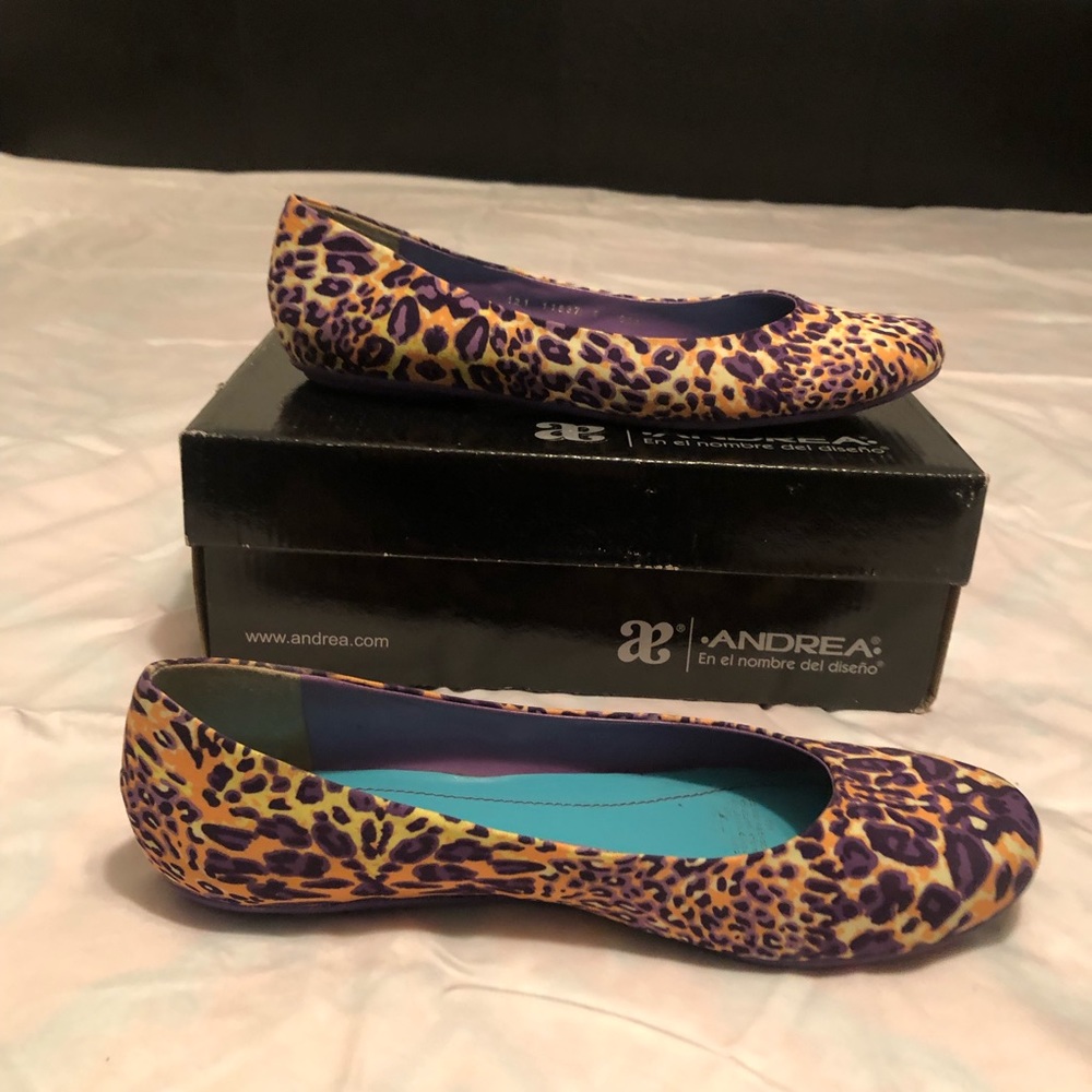 Purple and Orange Leopard Print Flats